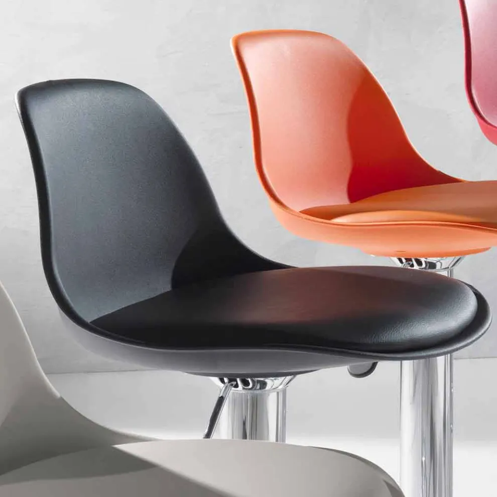 Höhenverstellbar Hocker aus Kunsteleder, modernes Design - Rosa