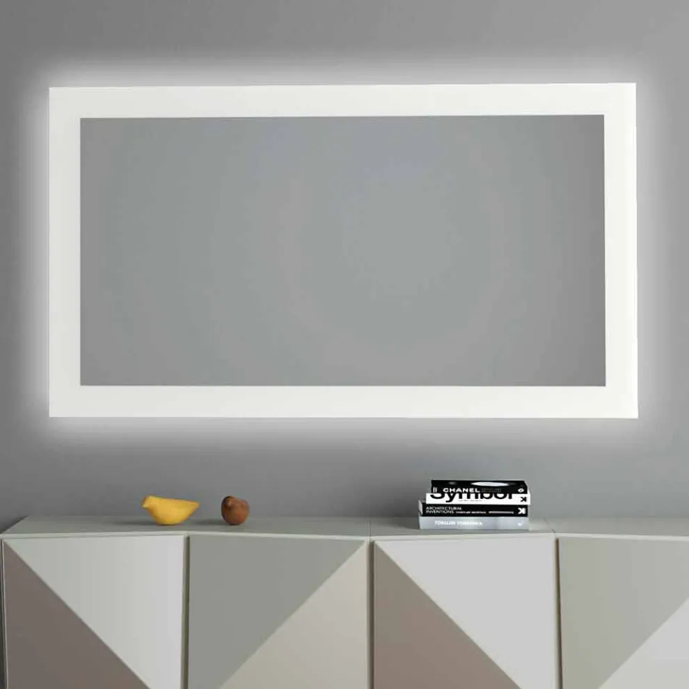 Hintergrundbeleuchteter Wandspiegel mit sandgestrahltem Rahmen Made in Italy - Edigio