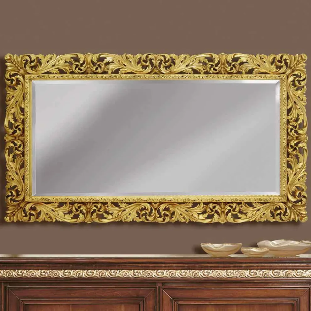 Hölzerner Wandspiegel mit modernen Linien handgemacht in Italien Alex