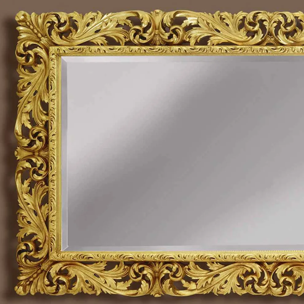 Hölzerner Wandspiegel mit modernen Linien handgemacht in Italien Alex