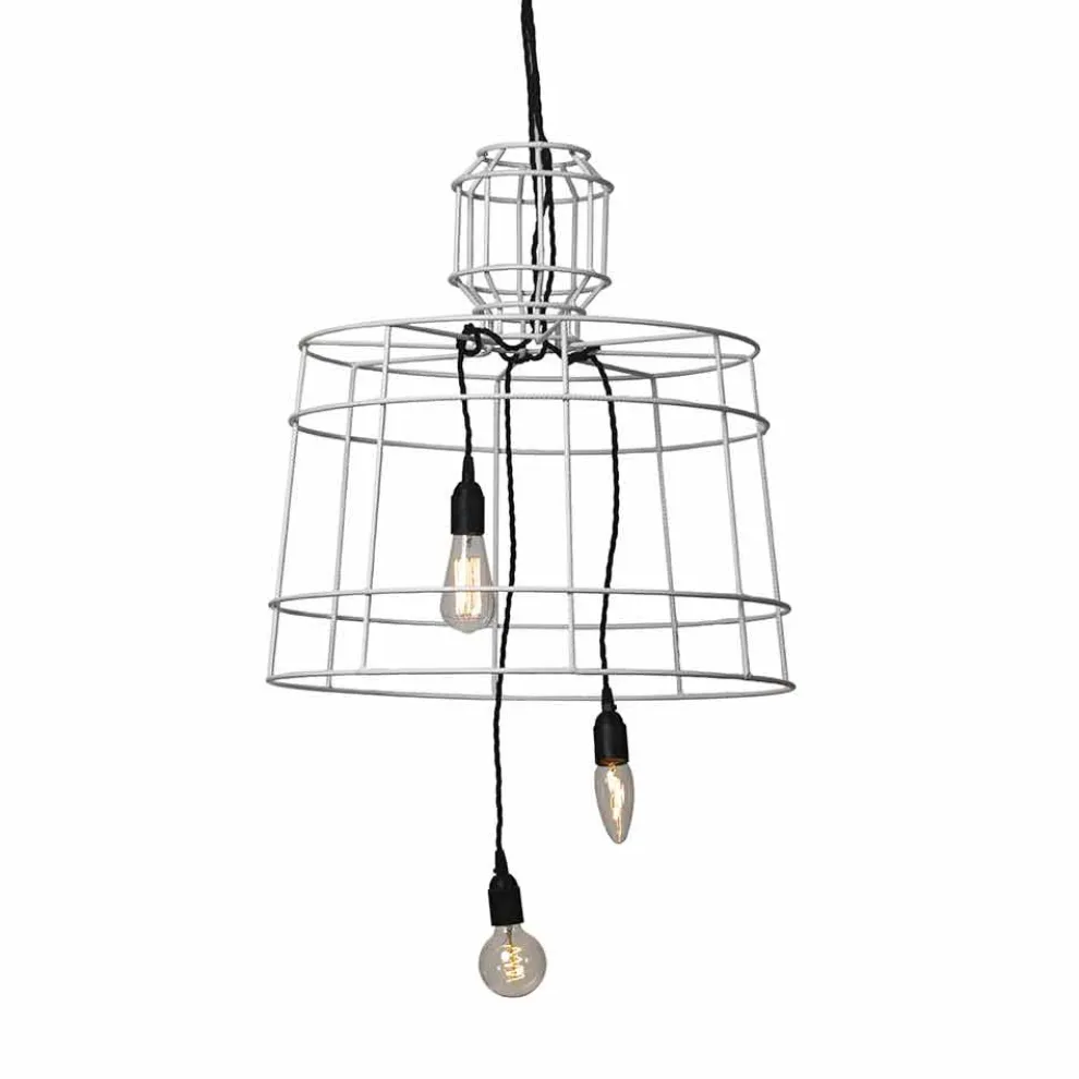 Hängelampe 3 Leuchten in Weiß oder Naturmetall - Stylus