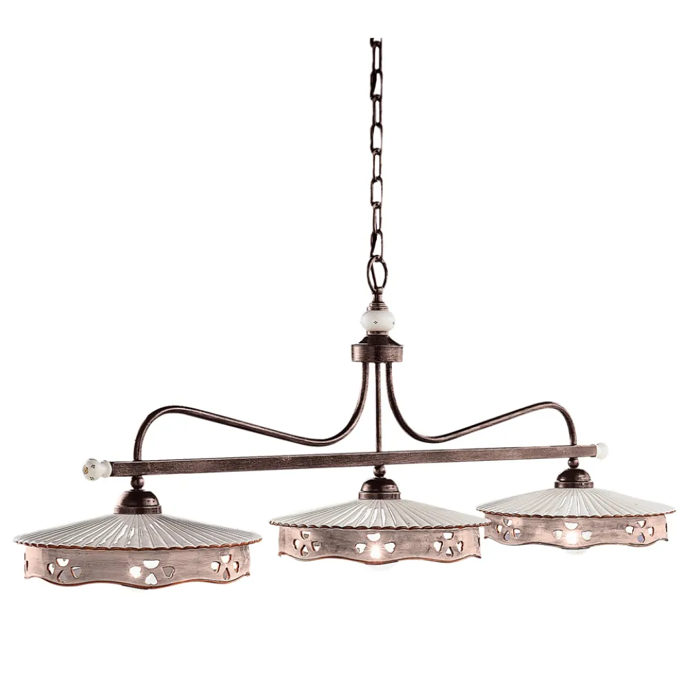 Hängelampe 3 Lichter Vintage Keramik und handgefertigtes Eisen - Alessandria