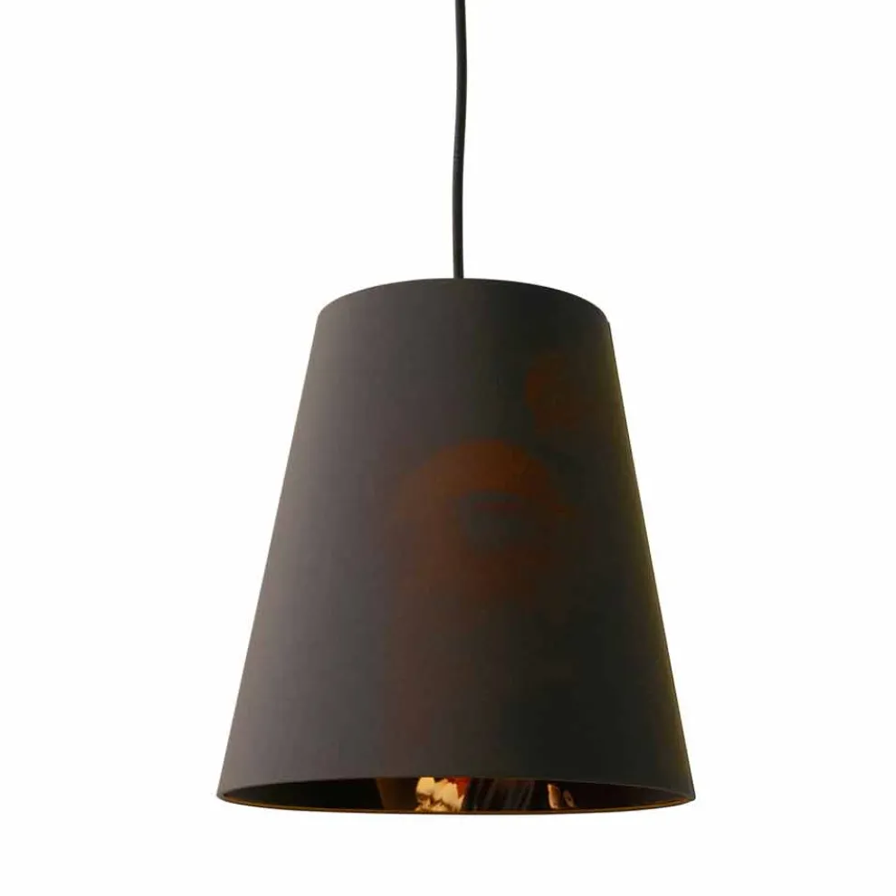 Hängelampe aus anthrazitfarbenem Leinen mit internem Designdruck 2 Größen - Bramosia