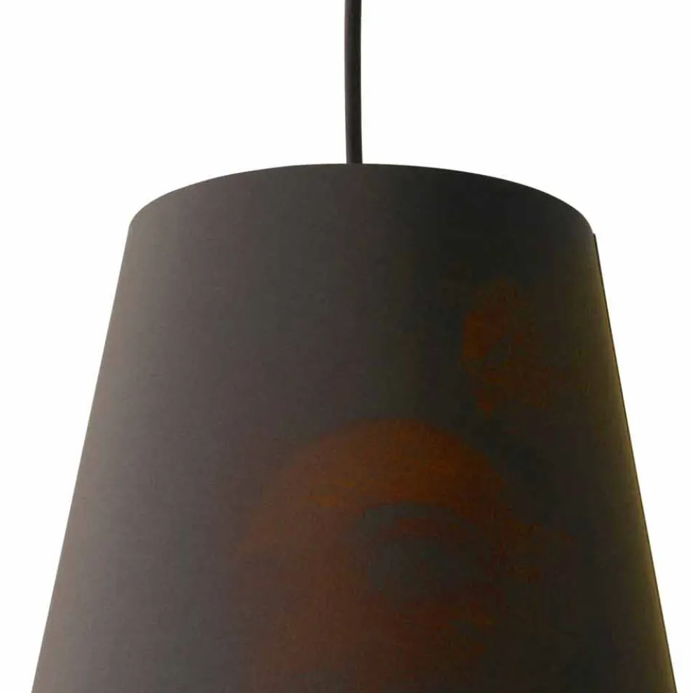 Hängelampe aus anthrazitfarbenem Leinen mit internem Designdruck 2 Größen - Bramosia