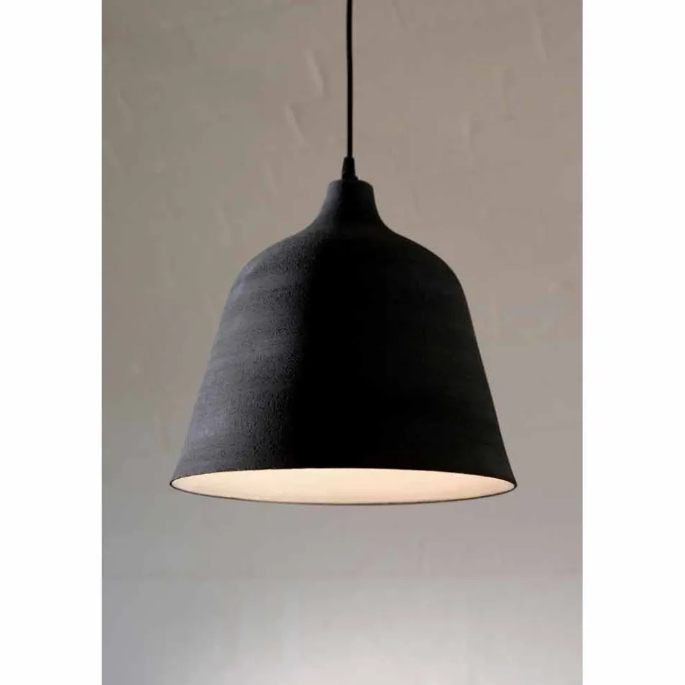 Hängelampe aus anthrazitfarbenem Steinzeug und weißem Innendesign - Edmondo