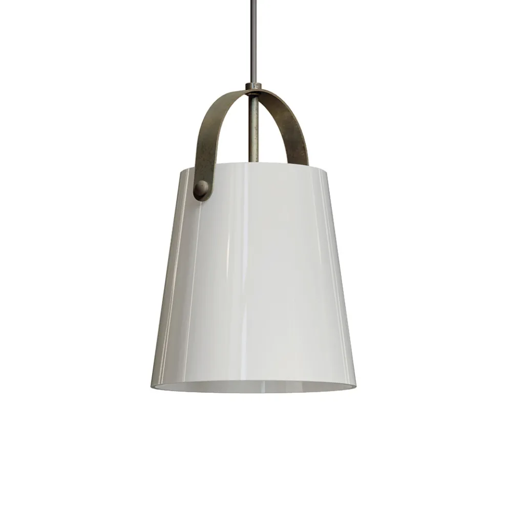 Hängelampe aus antikem Messing und Glas, hergestellt in Italien – Dolci