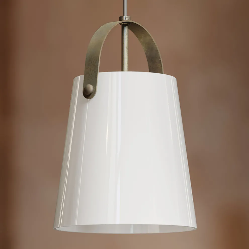 Hängelampe aus antikem Messing und Glas, hergestellt in Italien – Dolci