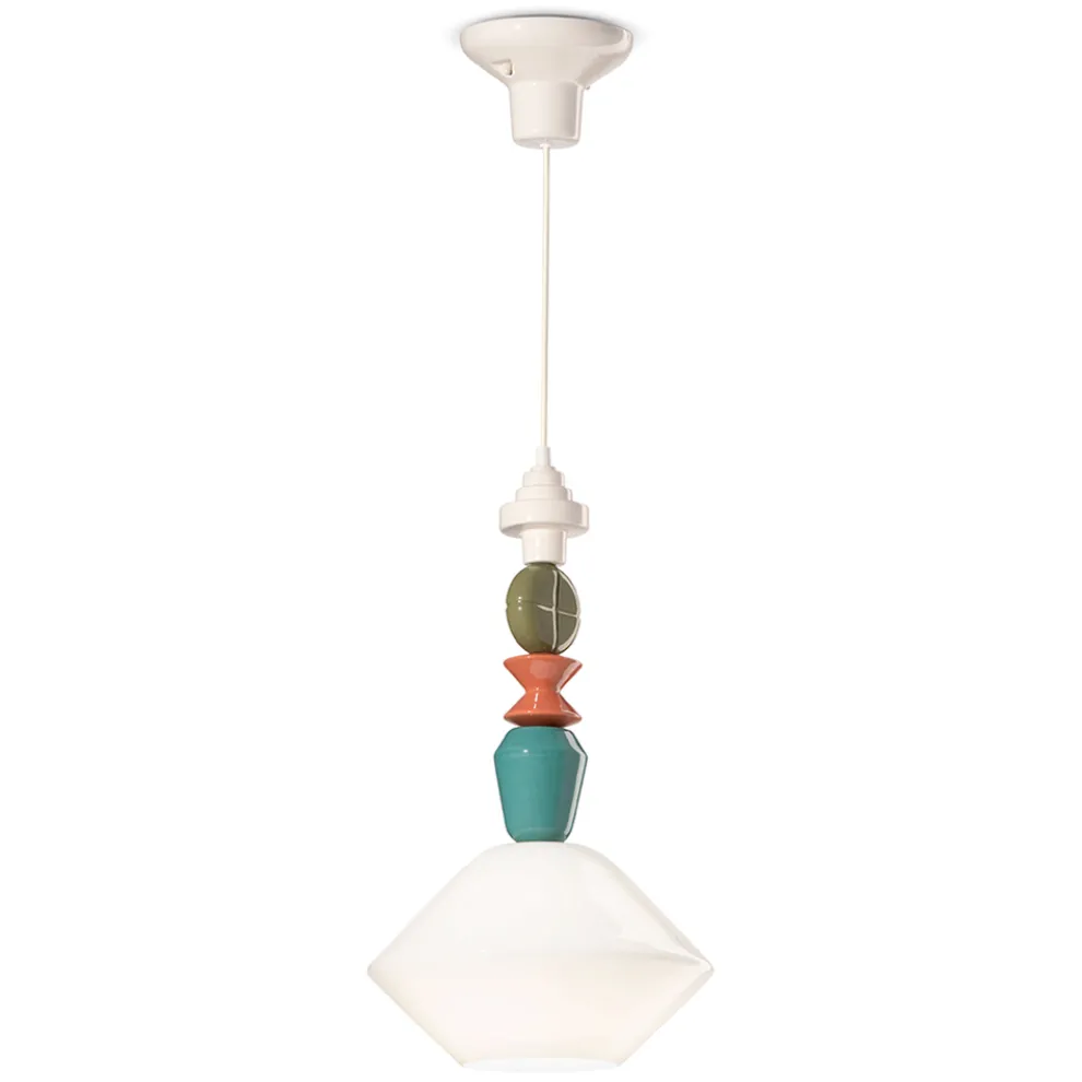 Hängelampe aus Glas und farbiger Keramik, hergestellt in Italien – Lariat