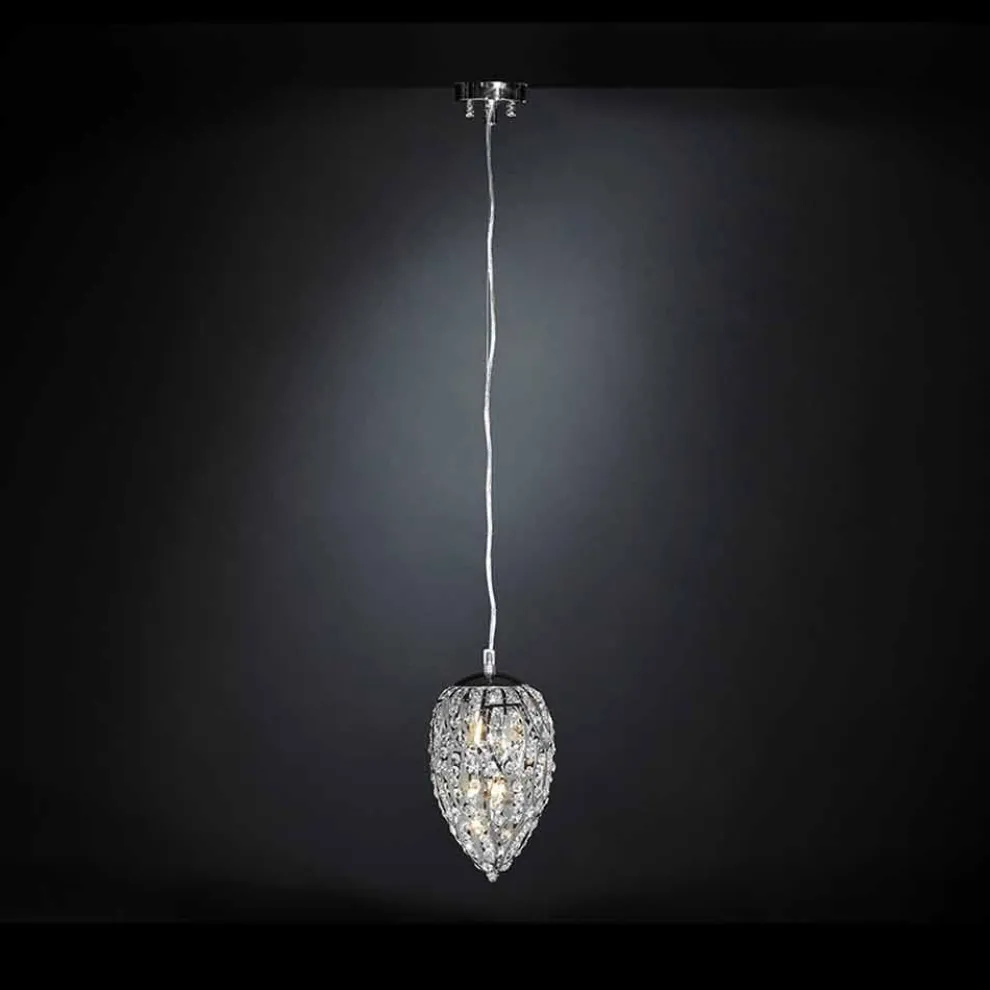 Hängelampe aus Kristall und Stahl eiförmig Egg