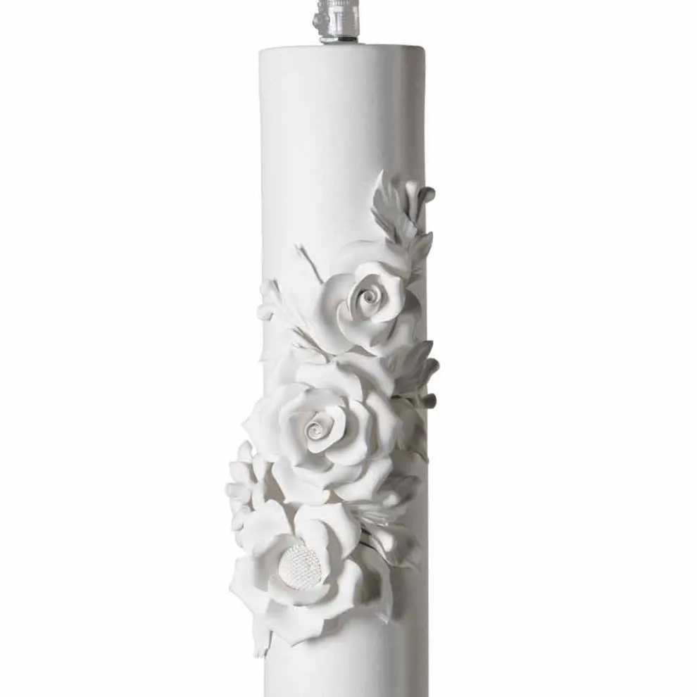 Hängelampe aus mattweißer Keramik mit dekorativen Blumen - Revolution