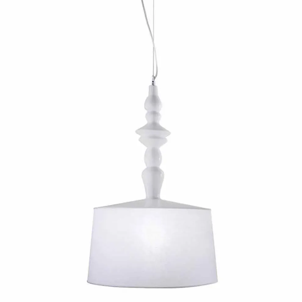 Hängelampe aus weißer Keramik. Shade in Linen Short Design - Cadabra