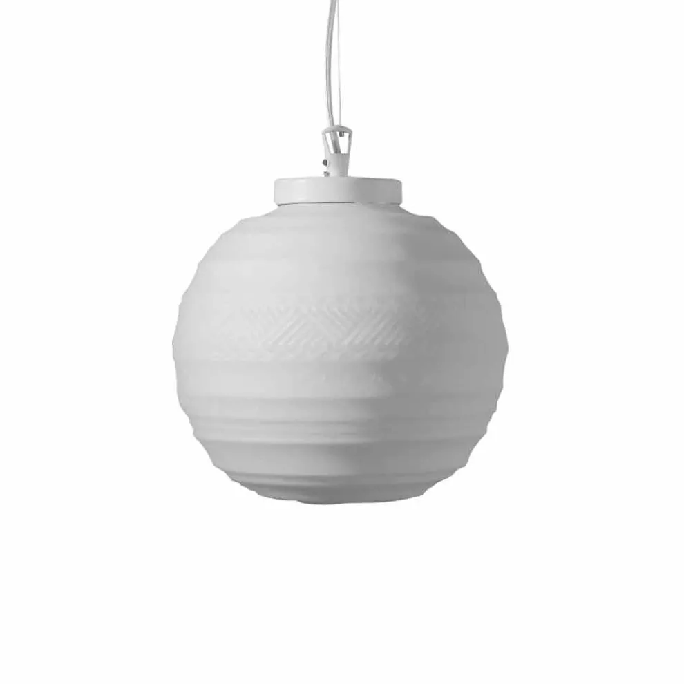 Hängelampe aus weißem Satinglas in 2 Designgrößen - Morse