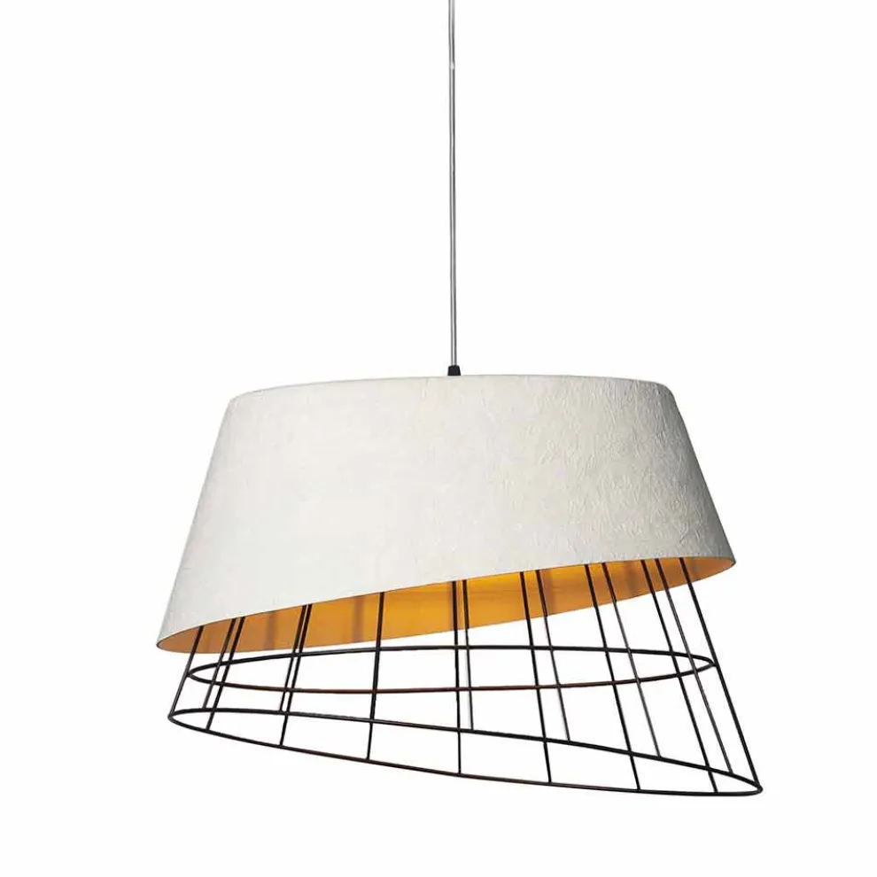 Hängelampe in weißem Design aus Glasfaser und Metall - Solar