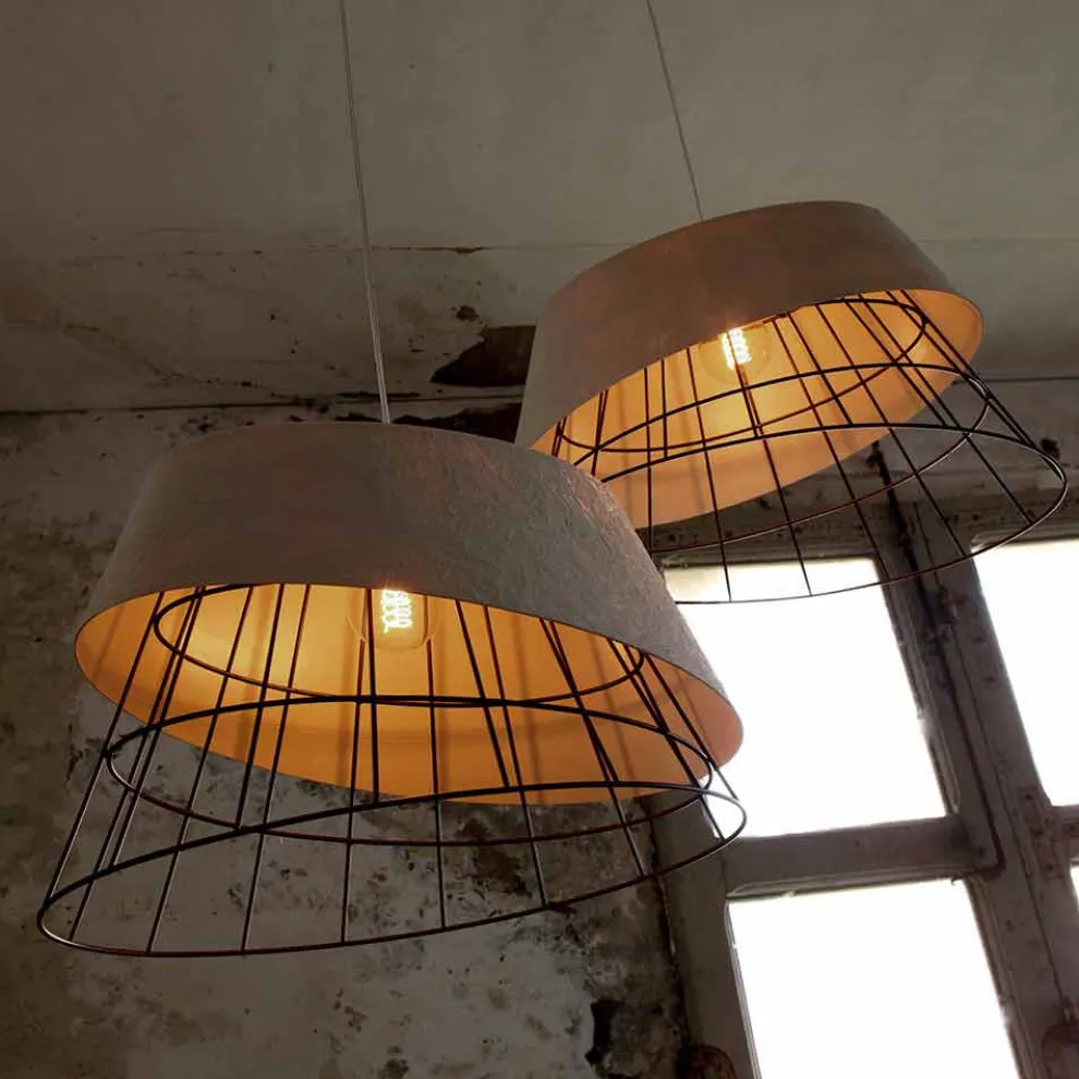 Hängelampe in weißem Design aus Glasfaser und Metall - Solar