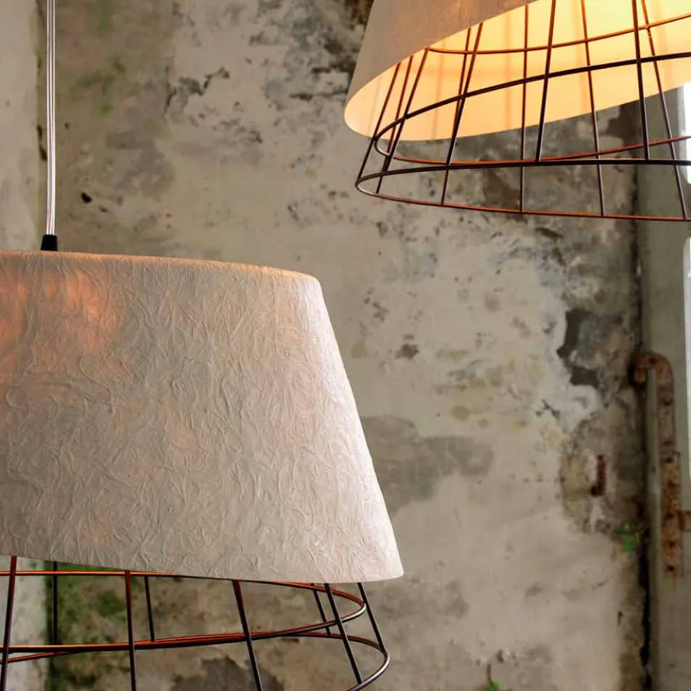 Hängelampe in weißem Design aus Glasfaser und Metall - Solar