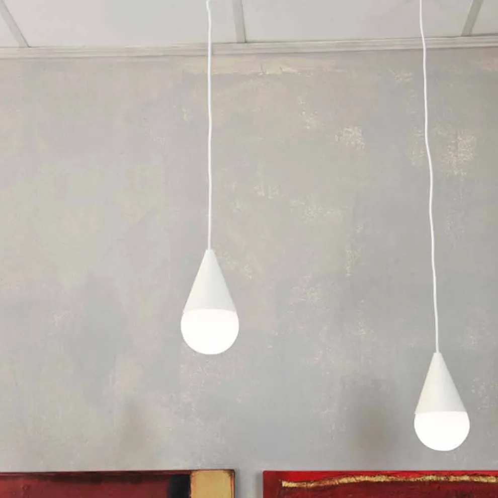 Hängelampe mit 2 Lichtern in modernem Design Drop weiß