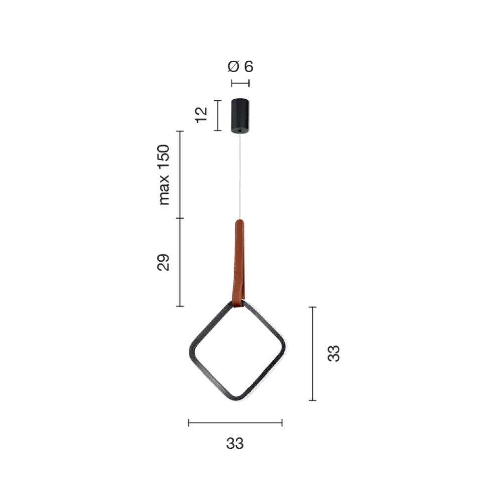 Hängelampe mit geometrischen Formen und Details aus Kunstleder – Zypresse