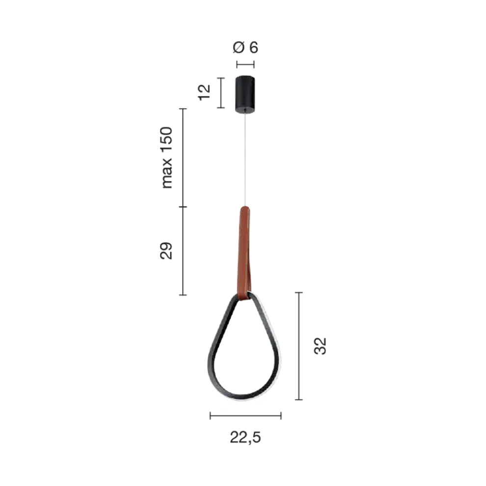 Hängelampe mit geometrischen Formen und Details aus Kunstleder – Zypresse