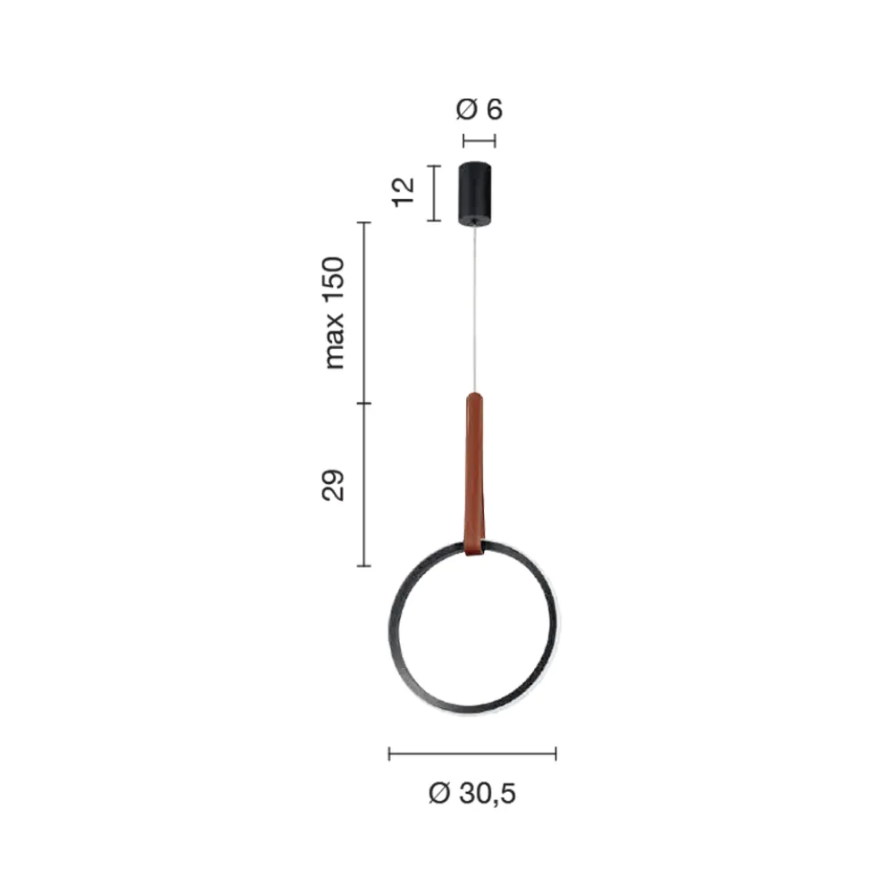 Hängelampe mit geometrischen Formen und Details aus Kunstleder – Zypresse