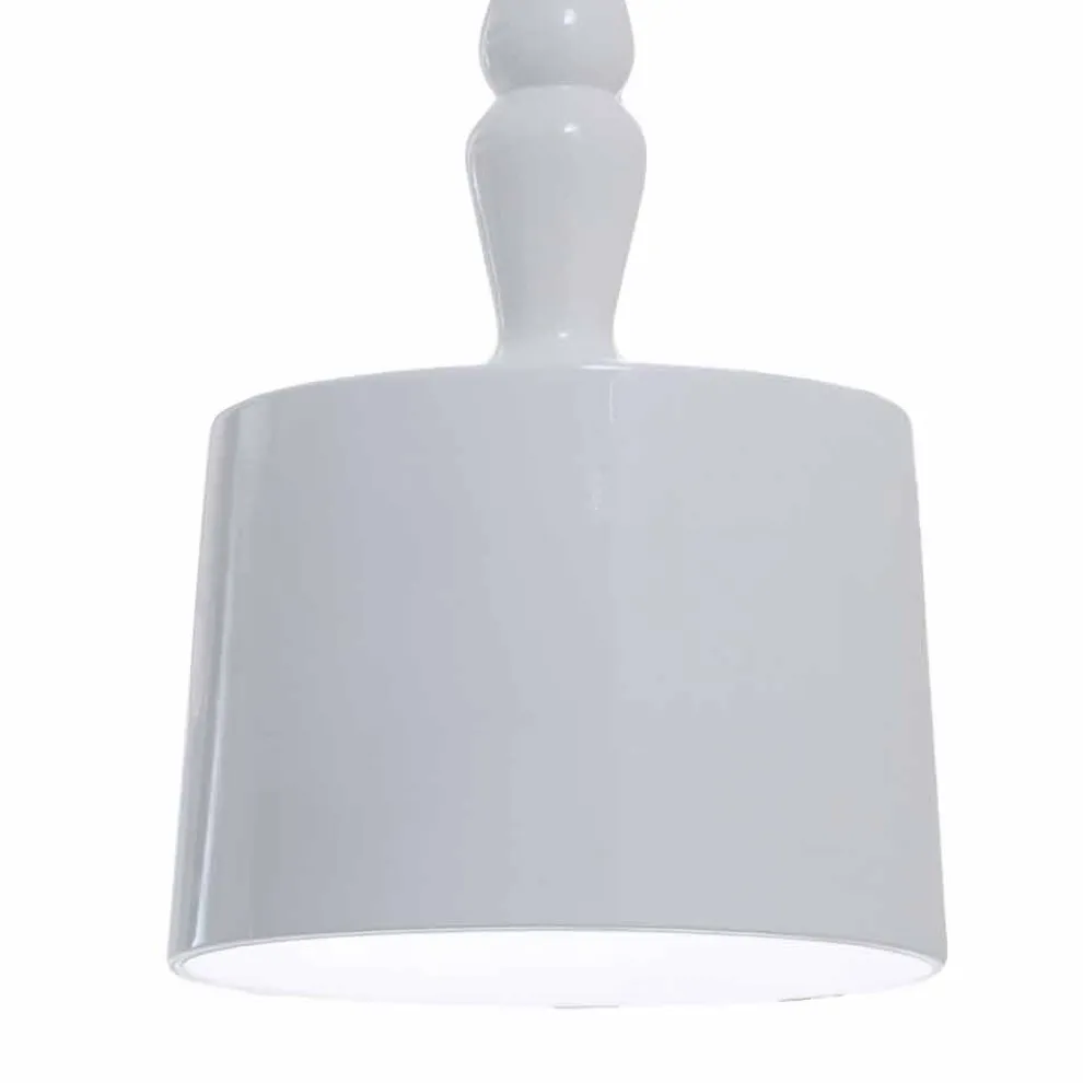 Hängelampenschirm kurz in weiß glänzendem Keramikdesign - Cadabra
