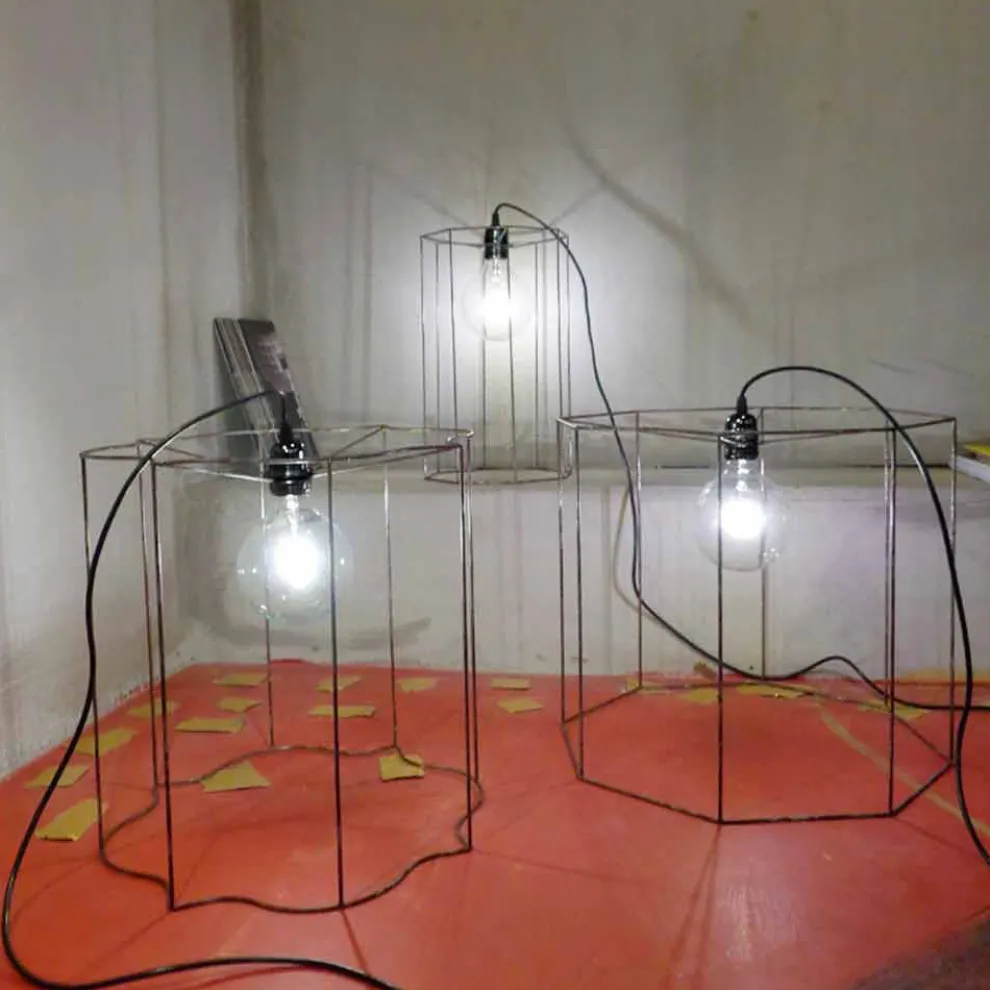 Hängelampe/Stehlampe Käfig in modernem Design Cigno