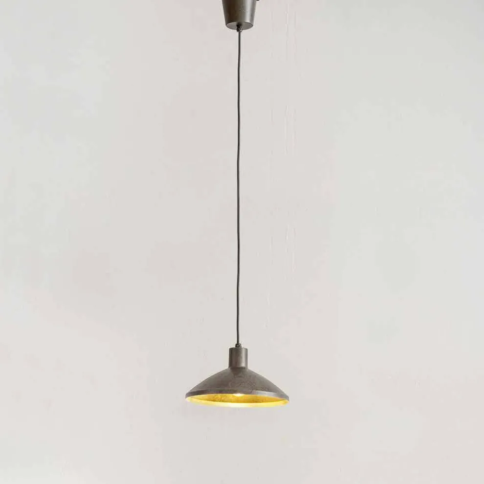 Hängeleuchte aus antikem Stahl Durchmesser 310 mm – Materia Aldo Bernardi