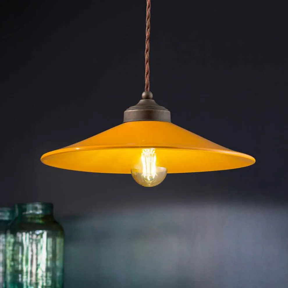 Hängeleuchte aus farbiger Keramik und Messing Maya Ferroluce