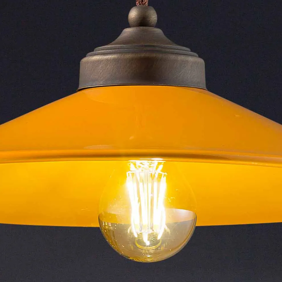 Hängeleuchte aus farbiger Keramik und Messing Maya Ferroluce