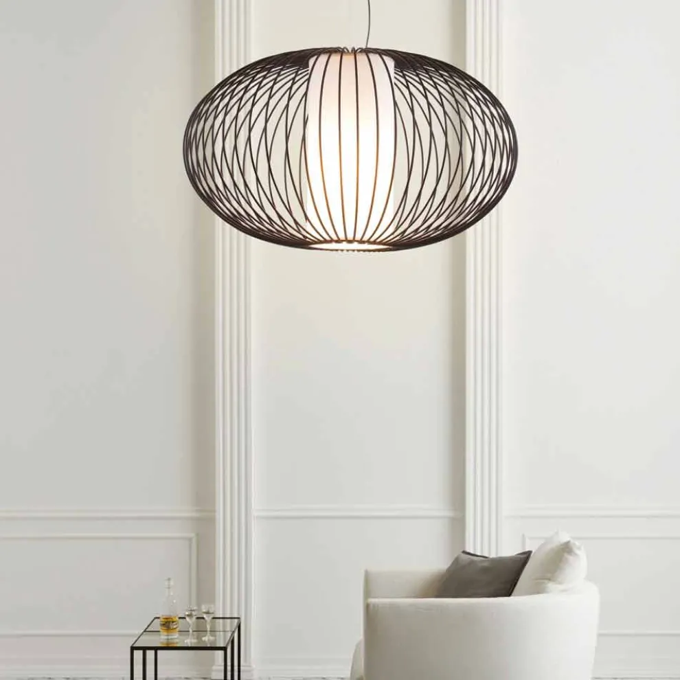 Hängeleuchte aus lackiertem Stahl, 90xh.53x L. Schnur 100 cm Gioia