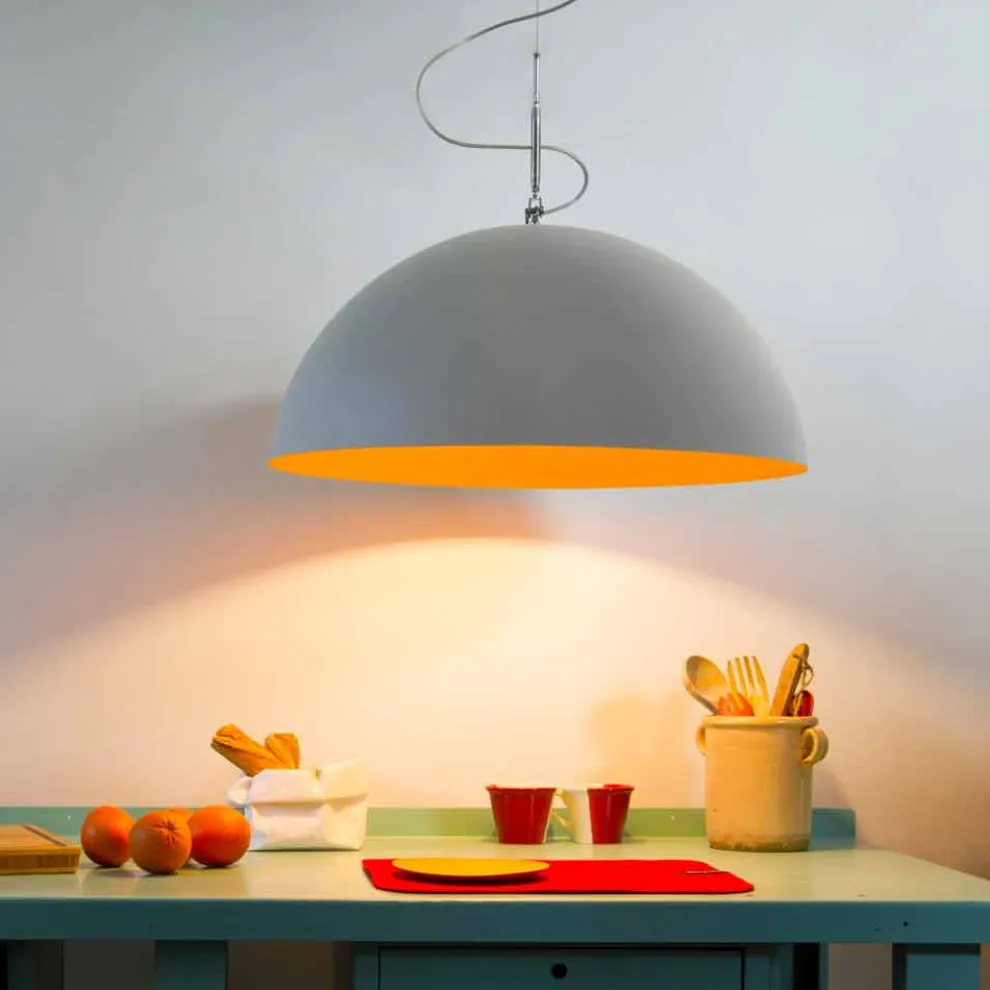 Hängeleuchte Design-Lampe In-es.artdesign Mezza Luna Cement paint