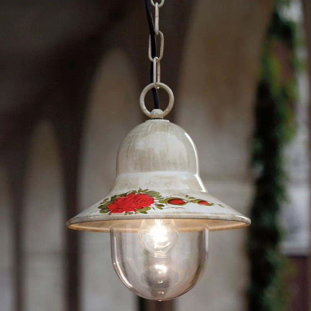 Hängeleuchte für den Außenbereich aus handbemaltem weißem Aluminium - Imperia