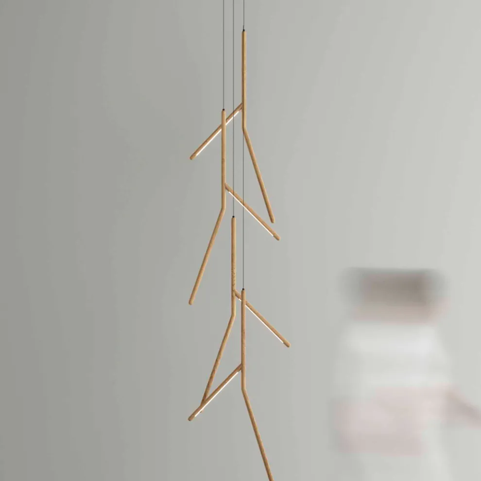 Hängeleuchter mit Einzelrosette aus Holz, hergestellt in Italien – Orlov