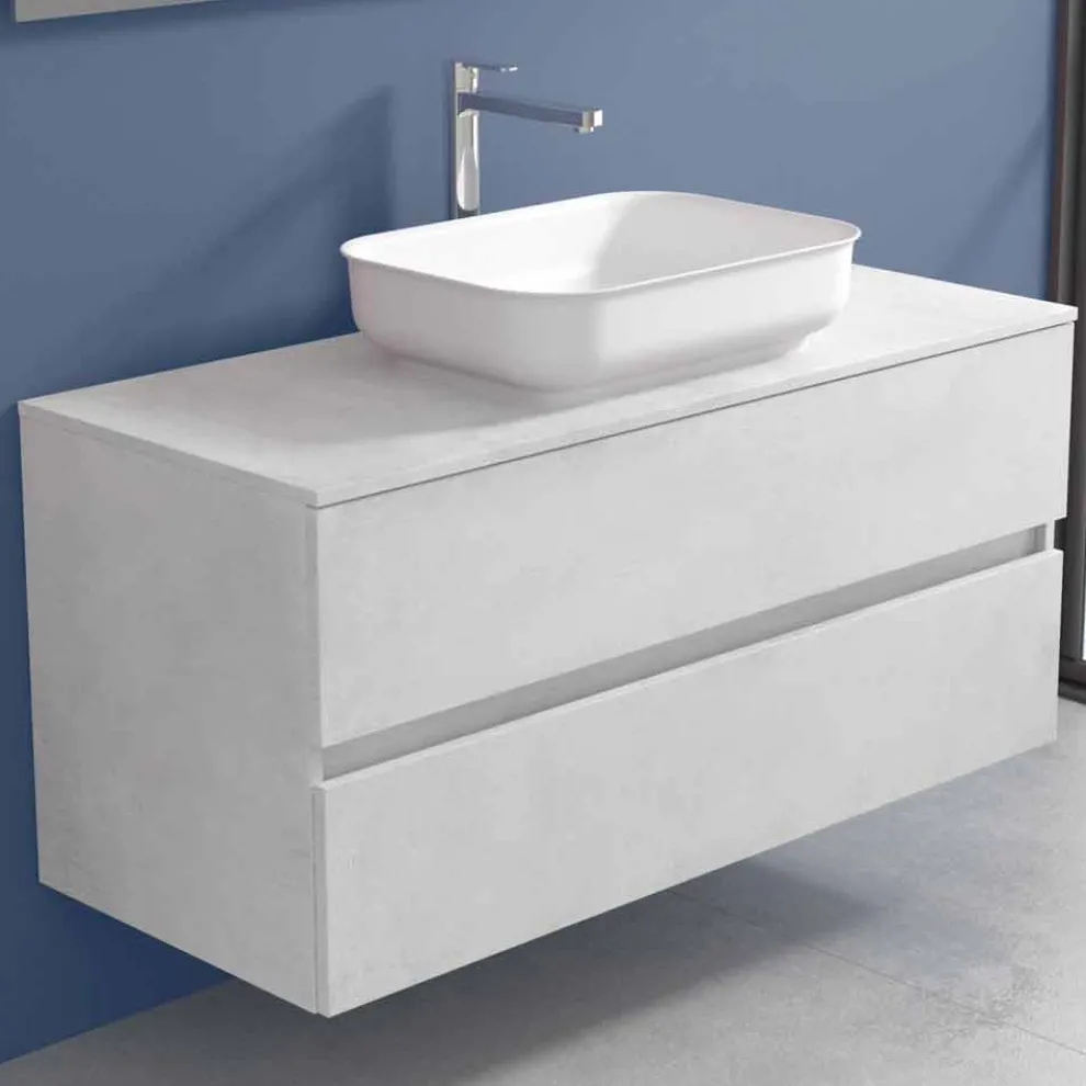 Hängende Badezimmermöbel mit Design-Waschbecken in 4 Ausführungen - Paoletto