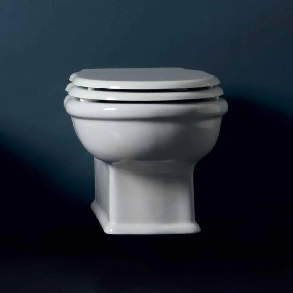 Hängende Toilettenschüssel aus weißer Keramik Design Style 54x36 Italy