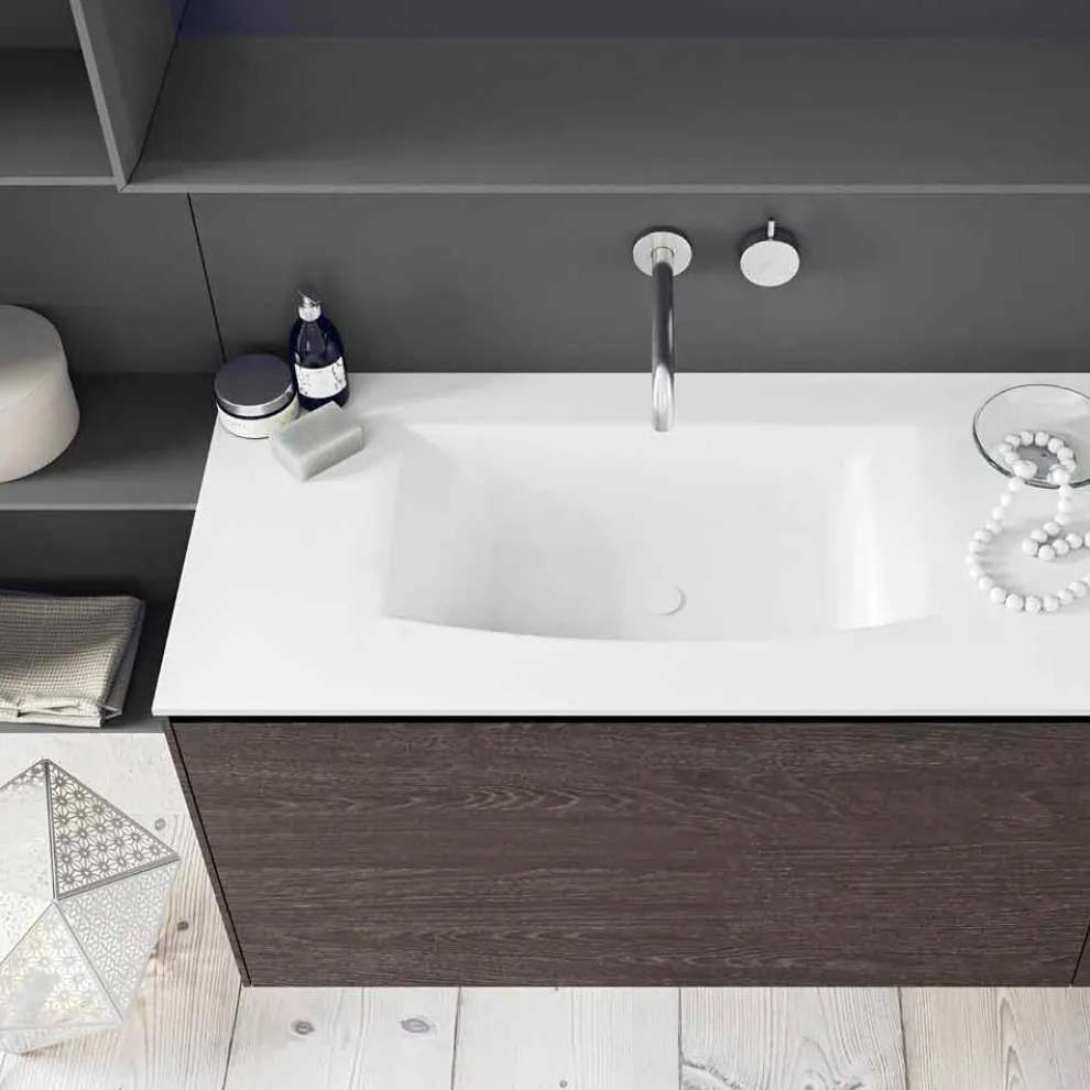 Hängende und moderne Badezimmermöbel Zusammensetzung, Design Möbel - Callisi12