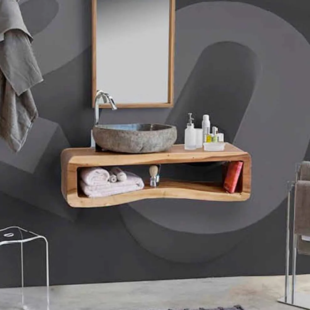 Hängende Zusammensetzung von Badmöbeln aus modernem Teakholz - Kristi