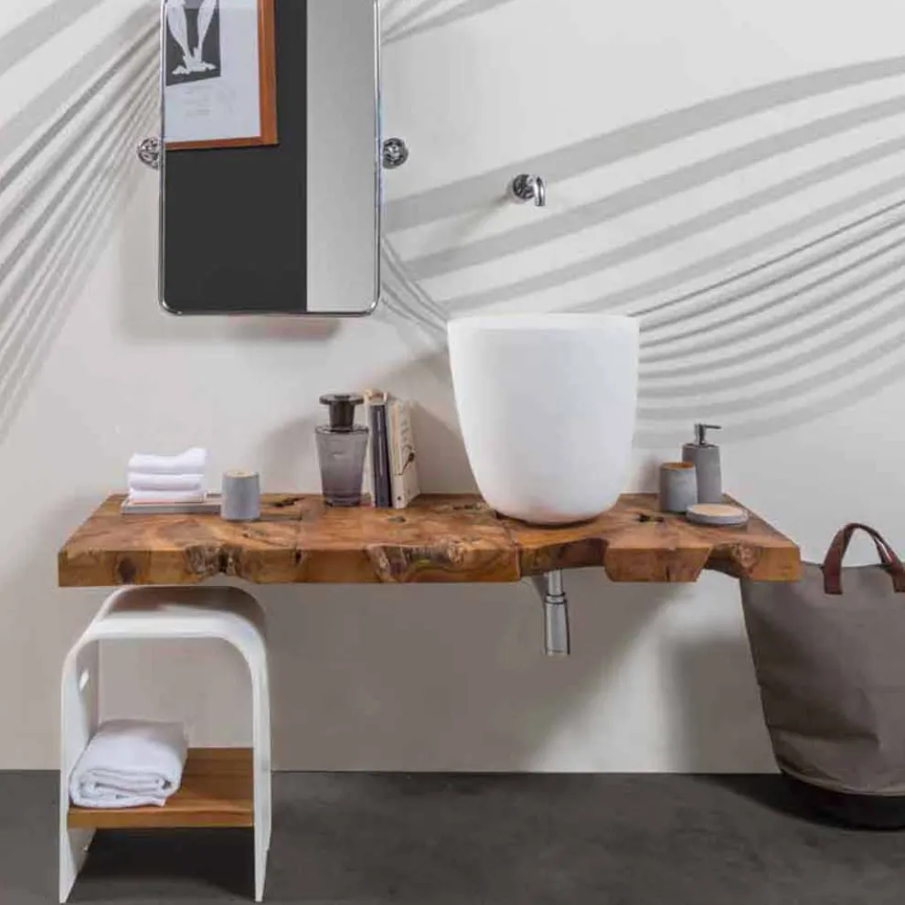 Hängender Badezimmerschrank aus massivem Teakholz - Forest