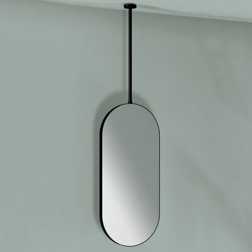Hängender Metallspiegel mit optionaler Beleuchtung, hergestellt in Italien – Amadeus