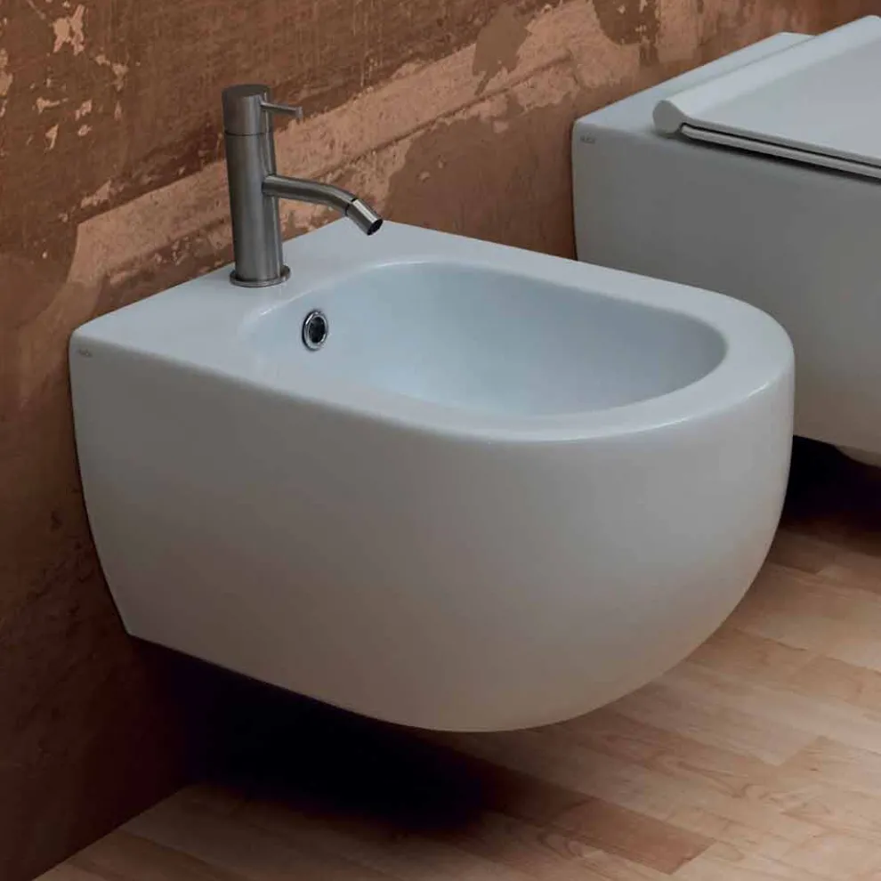 Hängendes Bidet aus Keramik, modernes Design Star 55x35 made in Italy