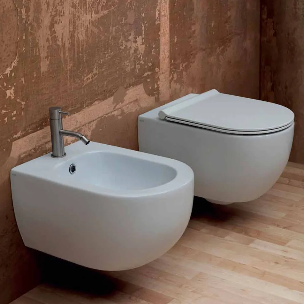 Hängendes Bidet aus Keramik, modernes Design Star 55x35 made in Italy