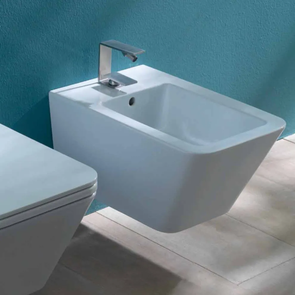 Hängendes Bidet aus Keramik, Design Sun Square 55x35cm, made in Italy