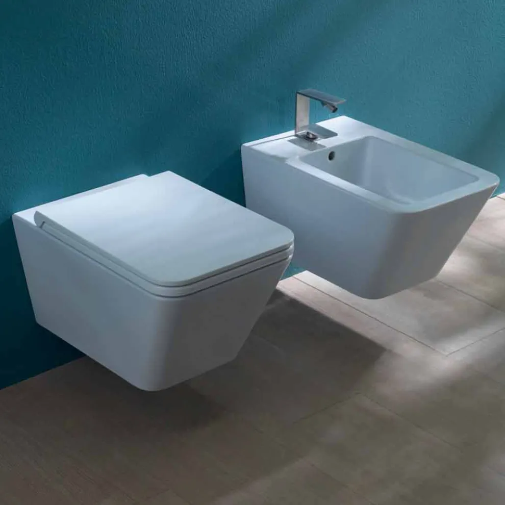 Hängendes Bidet aus Keramik, Design Sun Square 55x35cm, made in Italy