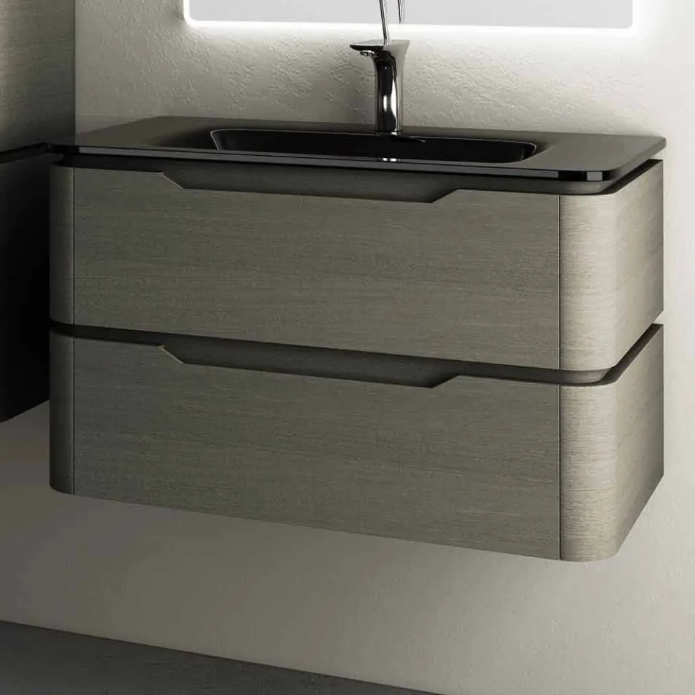 Hängendes Waschbecken in modernem Design Arya aus lackiertem Holz