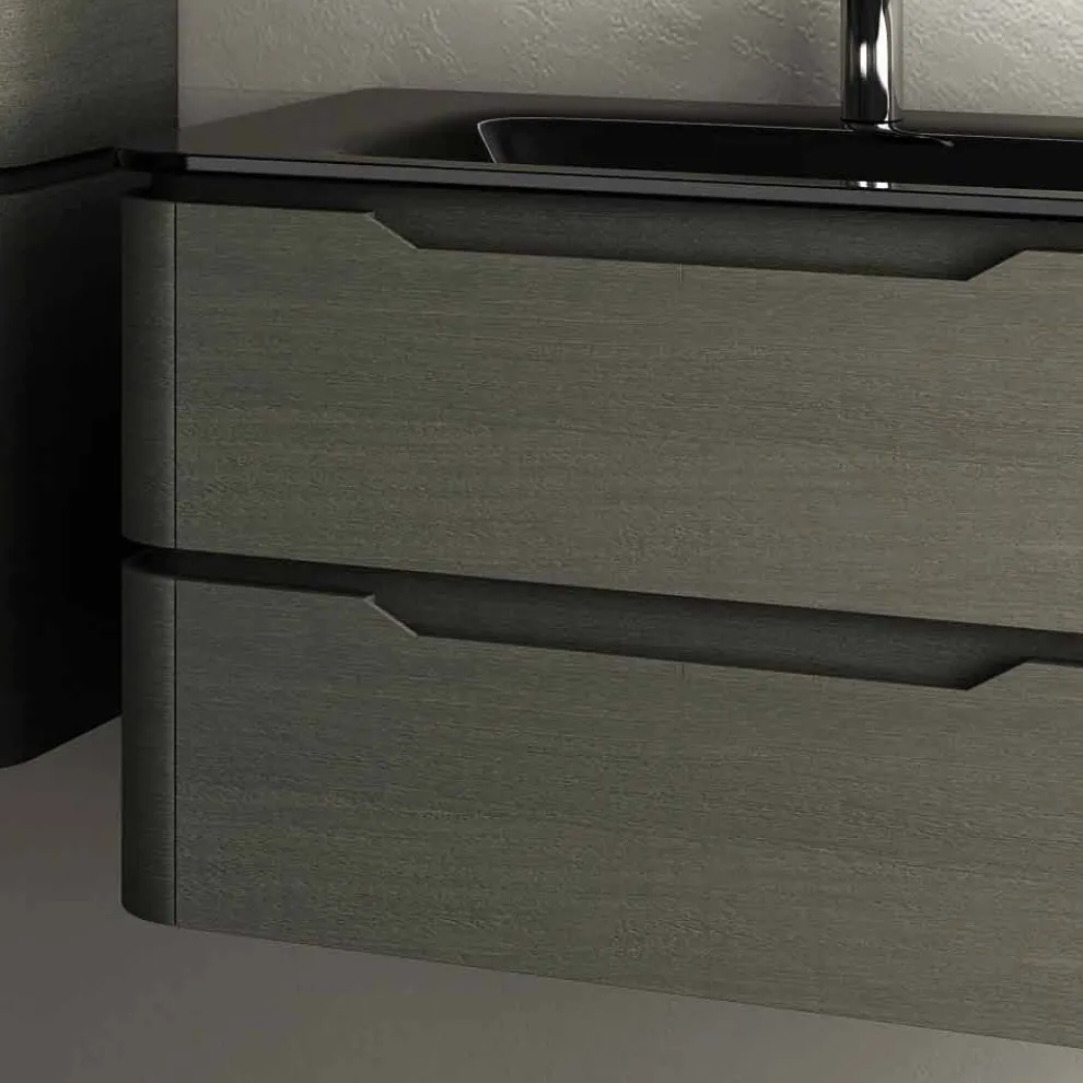 Hängendes Waschbecken in modernem Design Arya aus lackiertem Holz