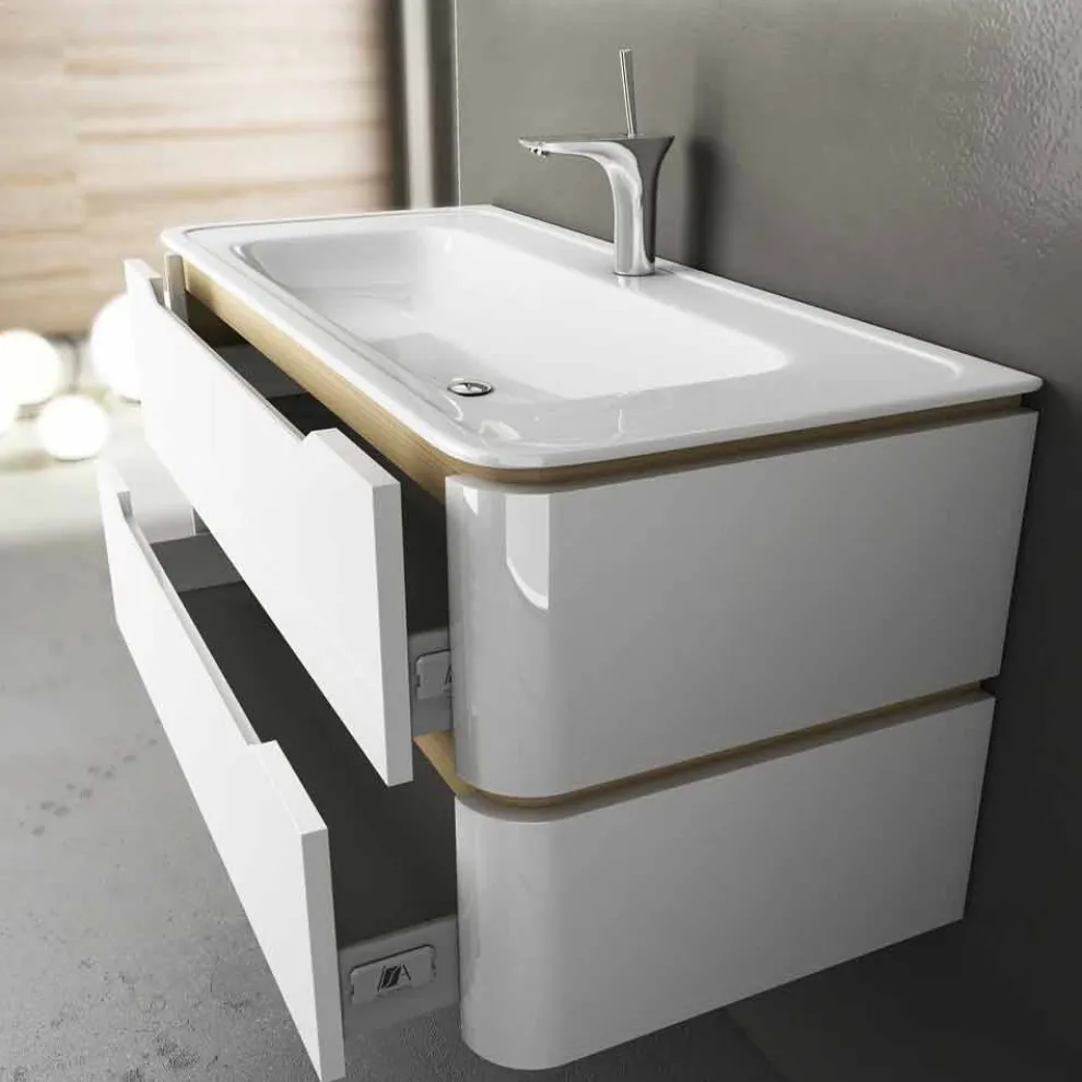 Hängendes Waschbecken in modernem Design Arya aus lackiertem Holz