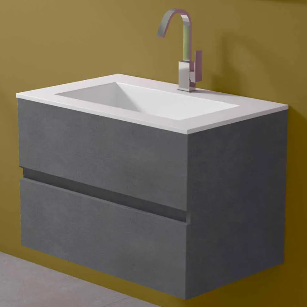 Hängeschrank für Badezimmer mit integriertem Waschbecken in 3 Dimensionen - Marione