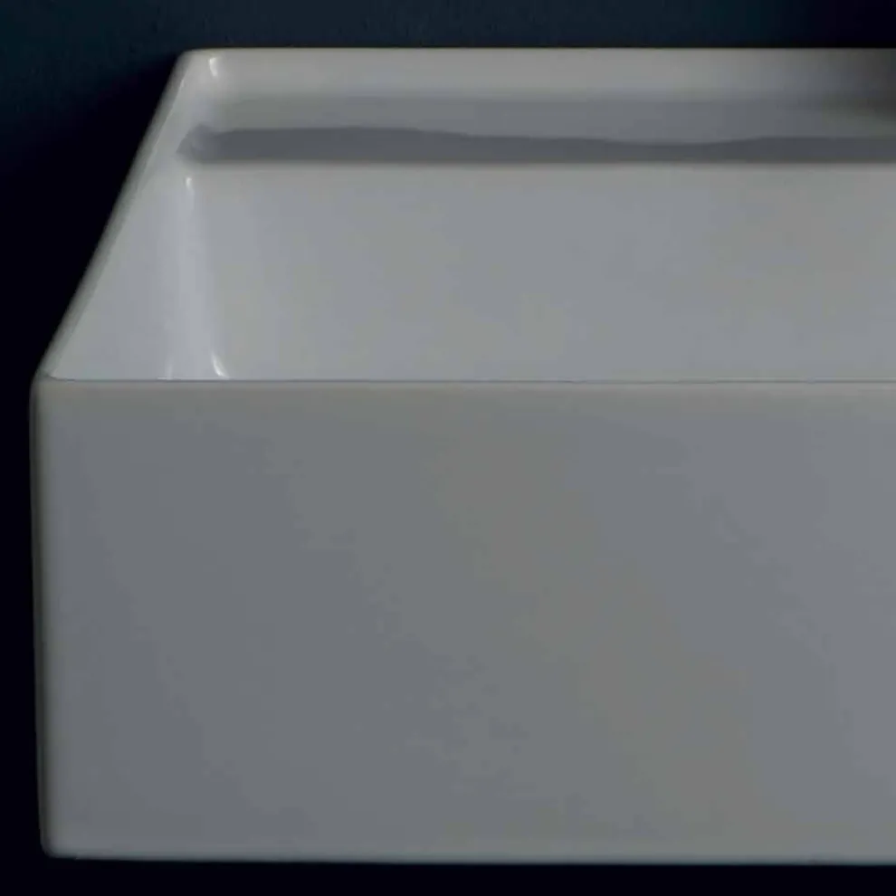 Hängewaschbecken aus Keramik in modernem Design Sun 60x45 cm, hergestellt in Italien