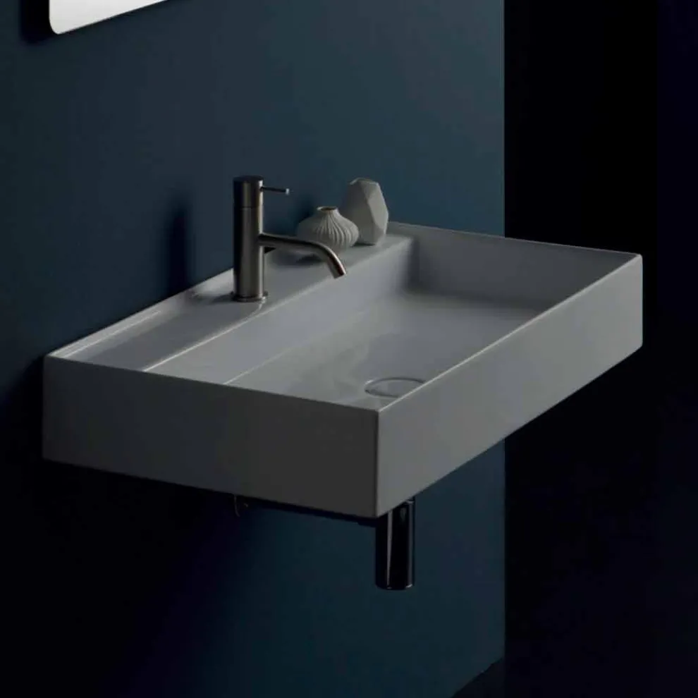 Hängewaschbecken aus Keramik in modernem Design Sun 80x45 cm, hergestellt in Italien