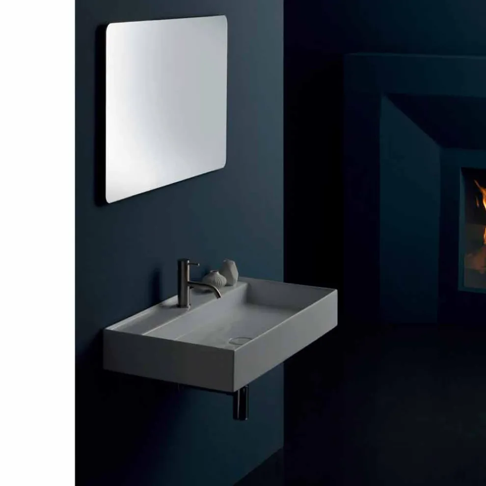 Hängewaschbecken aus Keramik in modernem Design Sun 80x45 cm, hergestellt in Italien