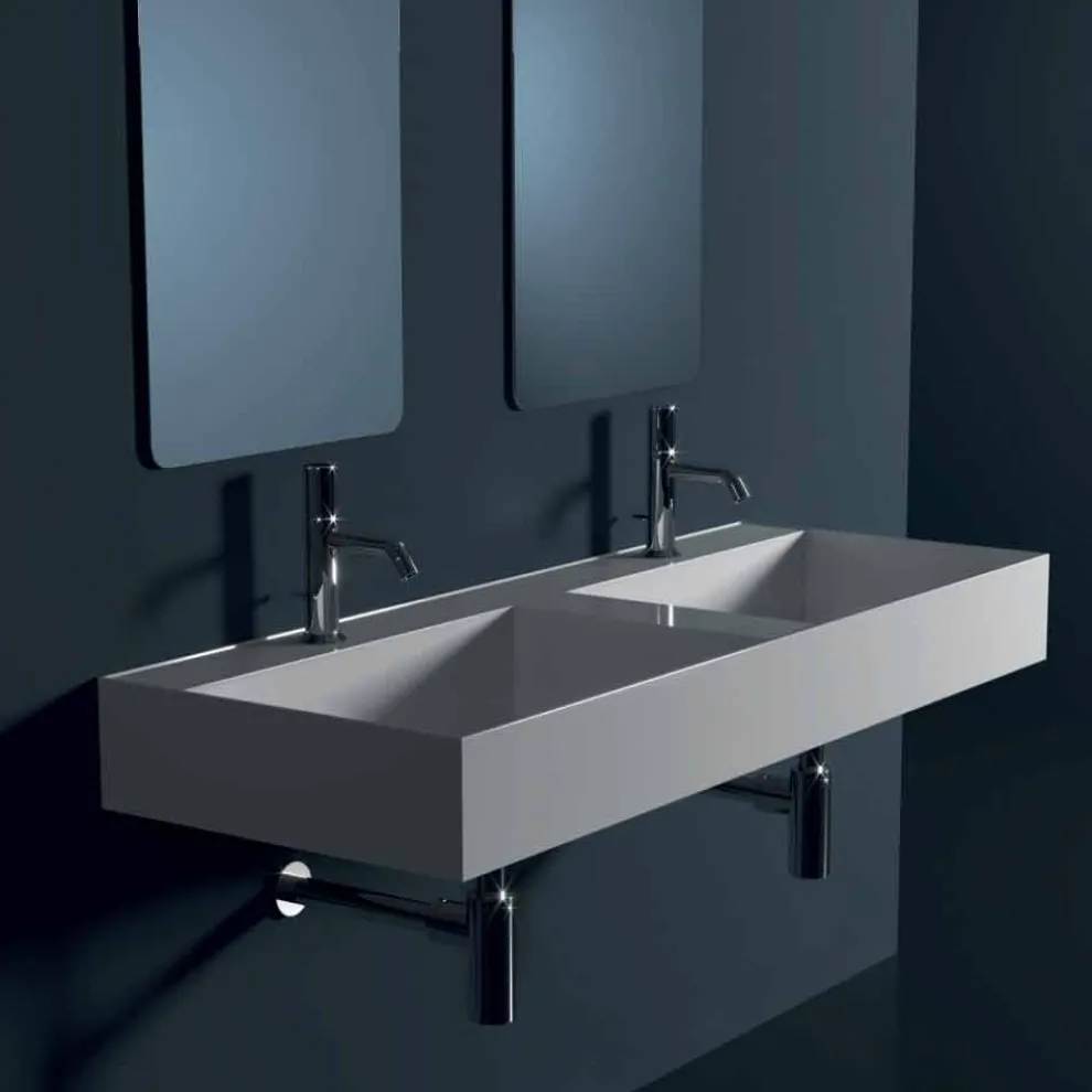 Hängewaschbecken aus Keramik in modernem Design Sun 120x45 cm, hergestellt in Italien